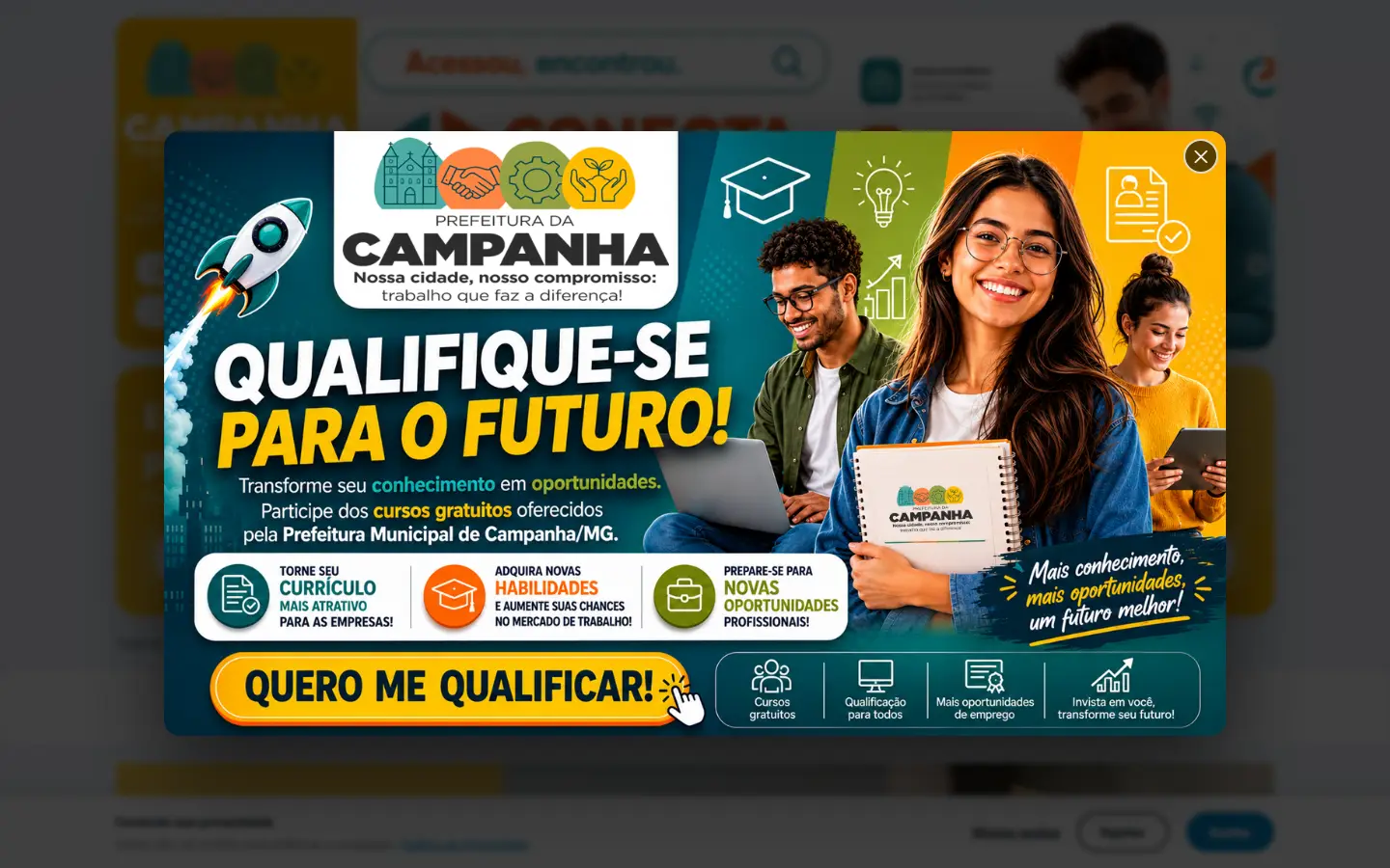 Página inicial do sistema Conecta Campanha